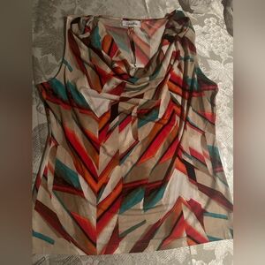 Vintage Calvin Klein Orange-Turquoise multicolored Blouse NWT
